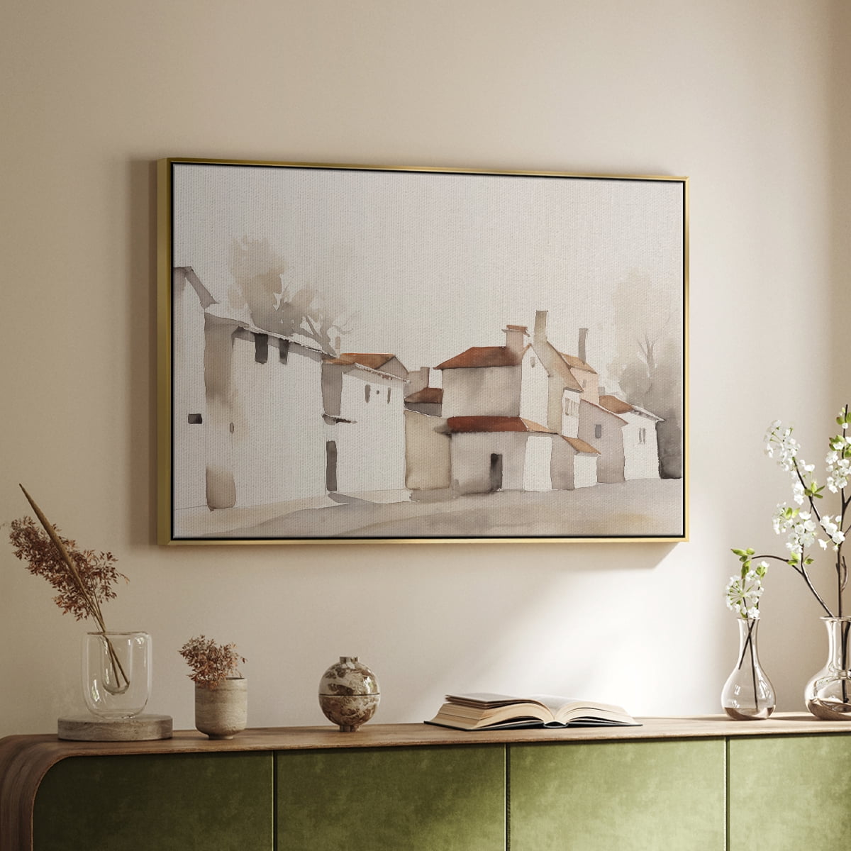 Vintage Landscape-XII By Wexford Home Framed in Gold Wood Gallery Wrapped Canvas 27 in. x 41 in.