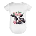 thumbnail image 6 of Watercolor Cow Floral Baby Bodysuit Girl Boy Farm Animals Cows Leaves Short Sleeve Baby Romper Outfit T-Shirt Cotton, 6 of 7