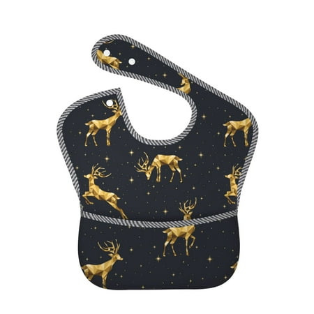 Bingfone Mess-Proof Baby Bib - Waterproof Bib For Baby Boy Or Girl With Food Catcher Pocket, Unisex-Christmas Deers