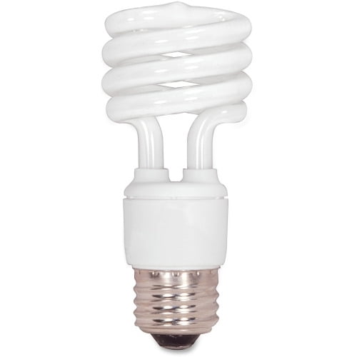 Satco T2 13-watt Mini Spiral CFL Bulb 13 W - 120 V AC - Spiral - T2 Size - White Light Color - E26 Base - 12000 Hour - 6920.3°F (3826.8°C) Color Temperature - 82 CRI - Energy Saver - 1 Each