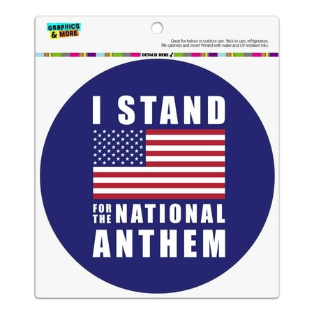 

I Stand For The National Anthem American Flag USA Automotive Car Refrigerator Locker Vinyl Circle Magnet