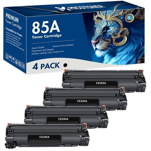 True Image 4-Pack Compatible Toner Cartridge for HP CE285A 85A for LaserJet Pro P1100 P1102 M1132 M1210 M1130 M1212 Printer (Black)