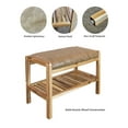 thumbnail image 4 of Solid Acacia Padded Bench with Shelf in Natural Tan Wood Grain, 4 of 8