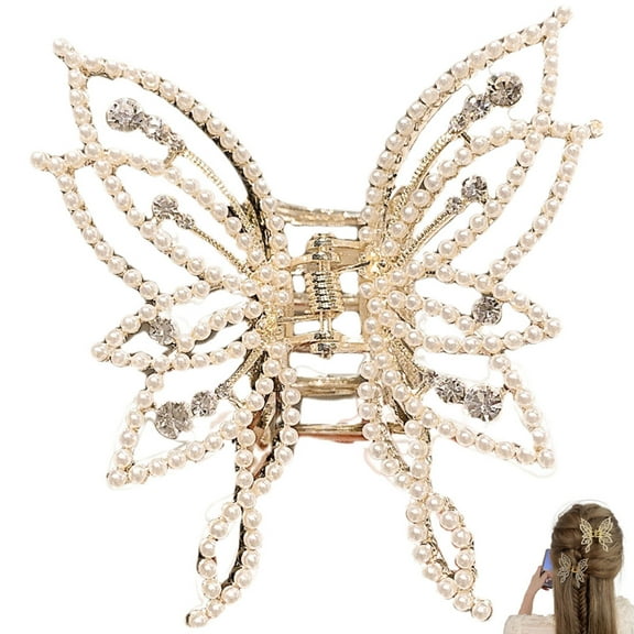 GARVALON 1Pcs Golden Metal Rhinestone Hair Claw Clips for Women Hair Styling Accessories for Daily Use