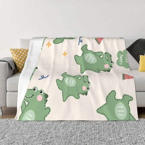 XMXT Throw Blanket, Dinosaur Cartoon Pattern Machine Washable Blankets for Sofa, 40 x 30 inches Multicolor