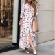 thumbnail image 2 of Gibobby Vestido Casual para Mujer Vestido de camisa con abertura sexy con estampado de flores y botones de solapa a la moda para mujer(Rosa caliente,M), 2 of 5