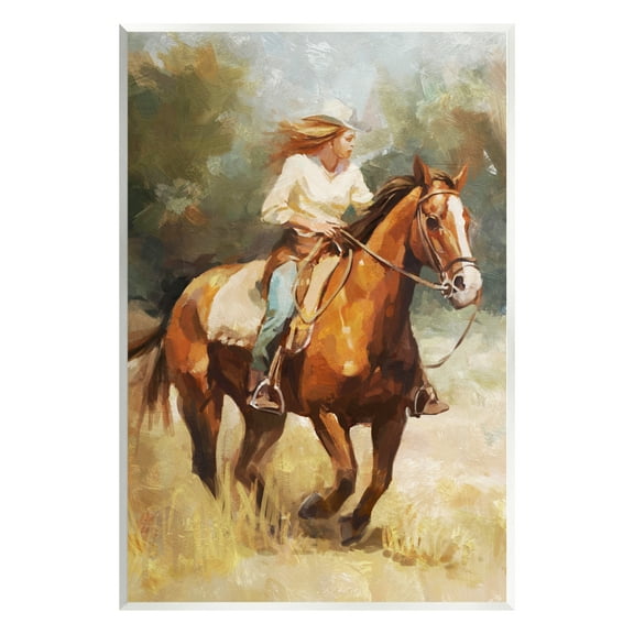 Stupell Industries Galloping Cowgirl Scenery Animals & Insects Painting Unframed Art Print Wall Art, 10 x 15