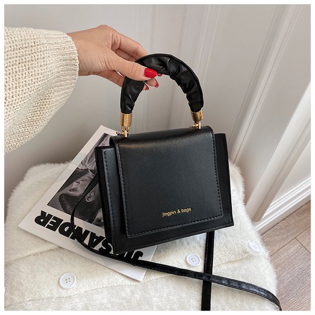 Bolso bandolera Bolso cuadrado pequeño de Pu clásico retro para mujer, bandolera con correa ajustable (negro)