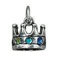 thumbnail image 1 of Sterling Silver 20" 1mm Box Chain Colored Crystal Crown Pendant Necklace, 1 of 2