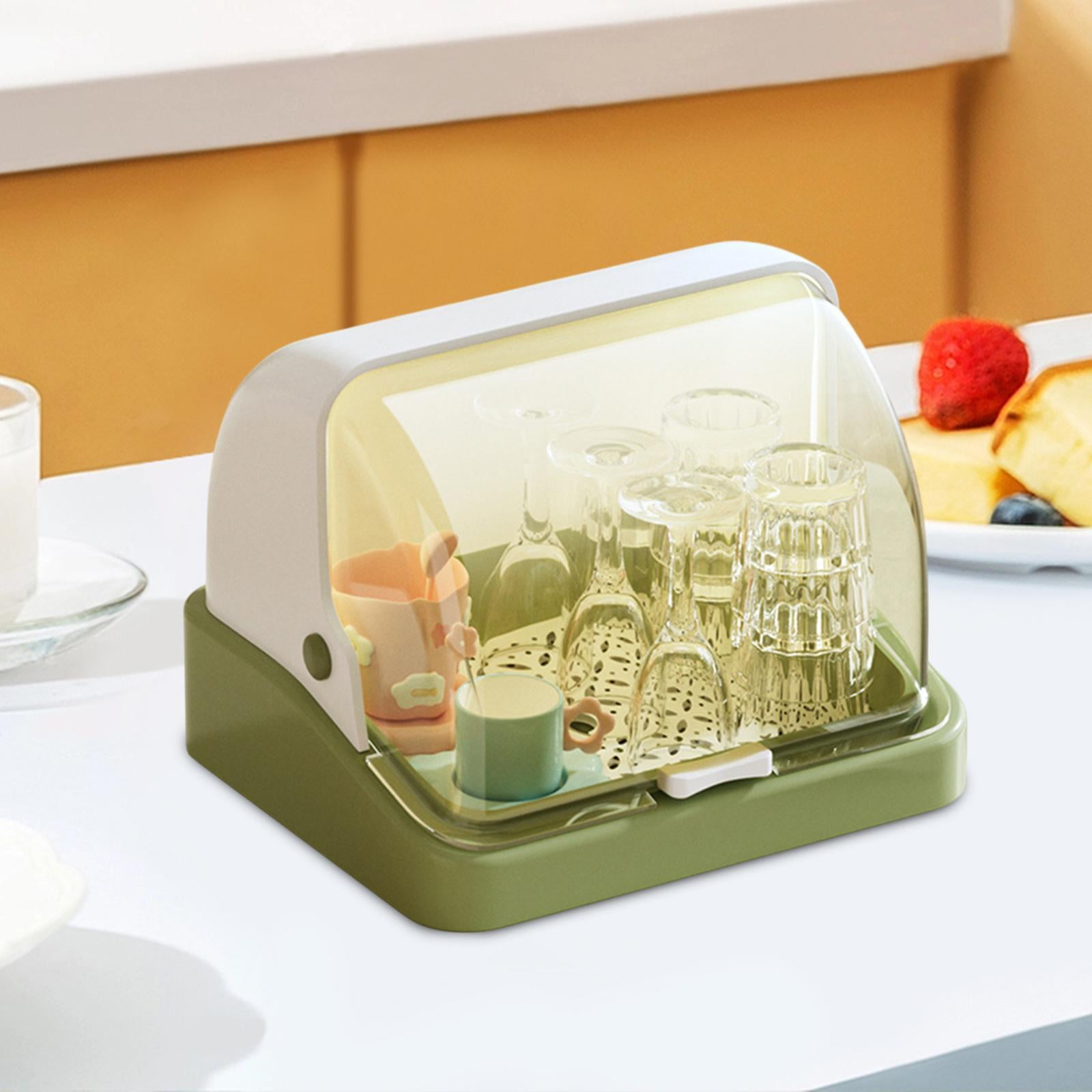 Baoblaze Bottle Drying Rack Dustproof Drain Tray Storage Box for Bowl Chopsticks Dish green
