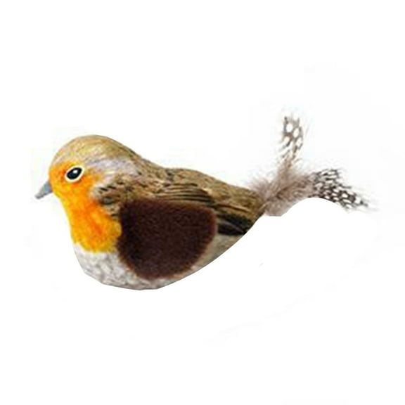 Hogloyecr Interactive Chirping Bird Cat Toy, Plush Electronic Pet Toy, with Real Birdsong, with Real Feathers, Bite-Resistant Brown 1PCS