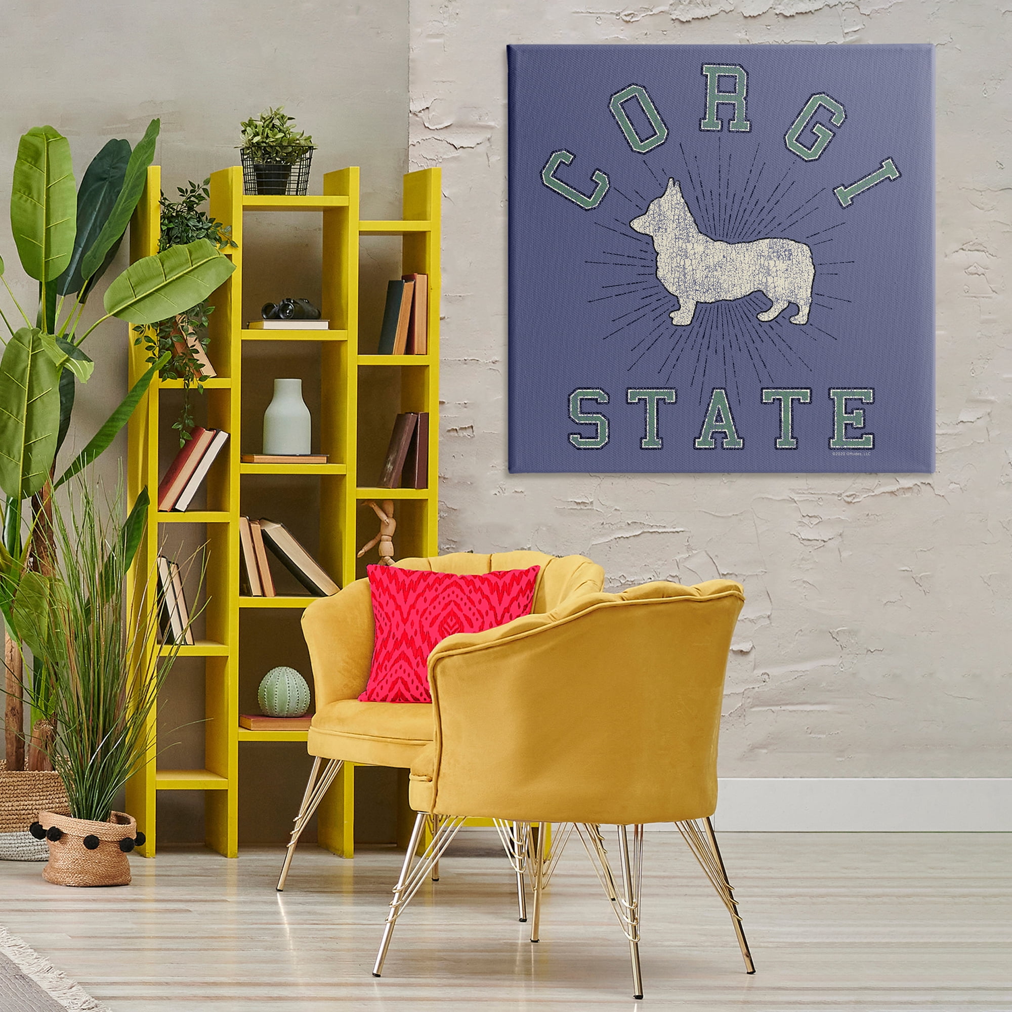 Stupell Industries Vintage Corgi State Novelty & Humor Painting Wrapped Canvas Art Print Wall Art, 36 x 36