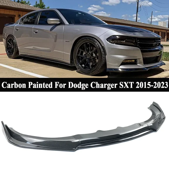 For Dodge Charger SXT 15-2023 V3 Style Carbon Painted Front Bumper Lip Splitter