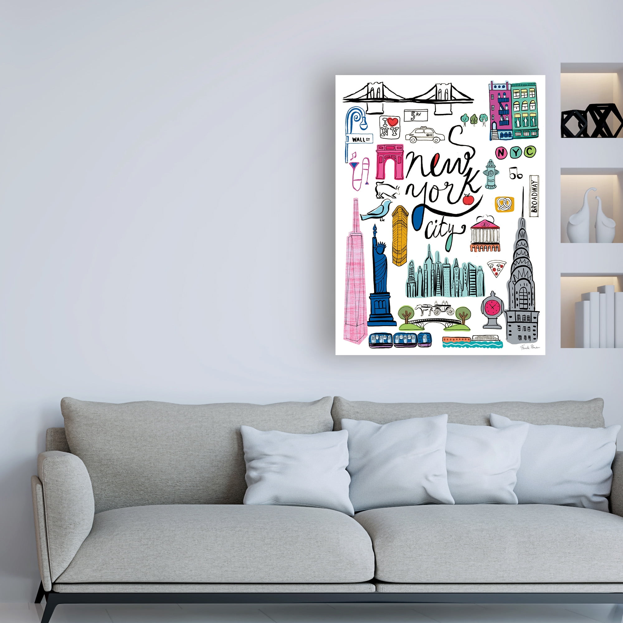 Trademark Fine Art 'Travel NYC White' Canvas Art by Farida Zaman