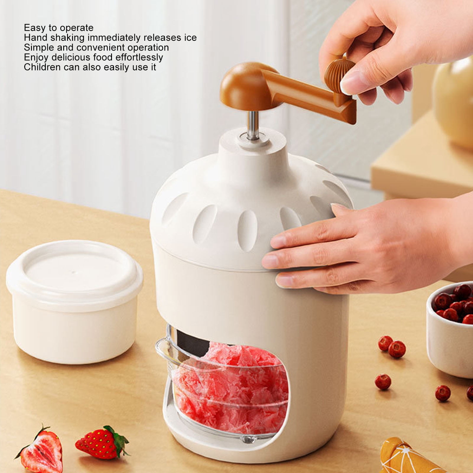 Yajisi Manual Shaved Ice Machine and Snow Cone Maker, Portable Hand Crank Ice Crusher with Freezing Mold for Home Kitchen (9.05 x 5.91 x 5.91 inches / 23 x 15 x 15 cm)