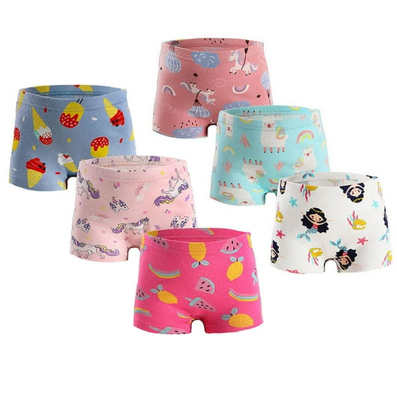 Kids Little Girls Underwear Toddler Baby 100% Cotton Soft Briefs Panties Cartoon Big Girls Undies 2-10 Years Pack of 6