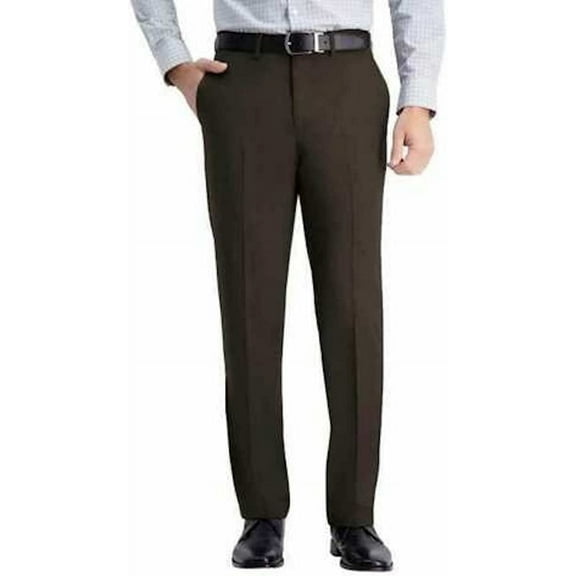 Haggar Men's Comfort Performance Stretch Straight Fit Pants with Super Flex Waistband (Dark Choc, 32X30)