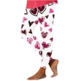 thumbnail image 3 of Feancey 90% Off Clearance Sale Womens Valentines Day Workout Leggings Cute Heart Print Stretchy Tummy Control Yoga Tights Soft Seamless High Waisted Skinny Pants White L, 3 of 8