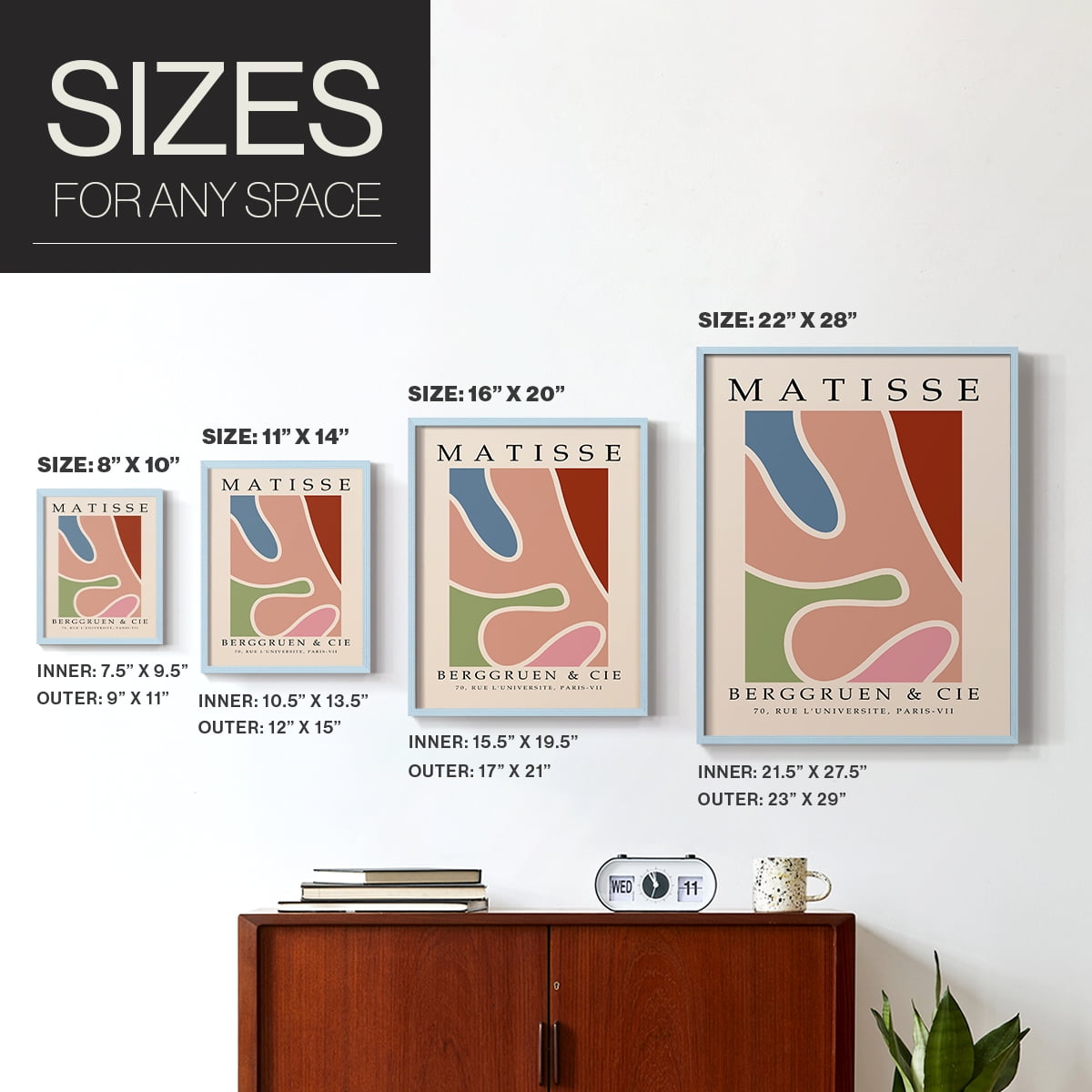 Matisse CCCXXXI in Blue Solid Wood 16 x 20 Framed Print