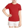 thumbnail image 7 of UAMVSH Girls Short Sleeve T Shirts Kids Ribbed Knit Crewneck Basic Tees Comfy Casual Slim Fit Summer Tops 5-16 Years, 7 of 7