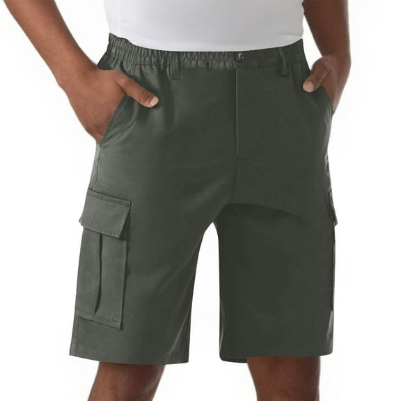 GUZOM Mens Cargo Shorts,Gray,Size XS,Quick-Dry,Multi-Pocket Elastic Waist for Work/Outdoor/Casual Wear