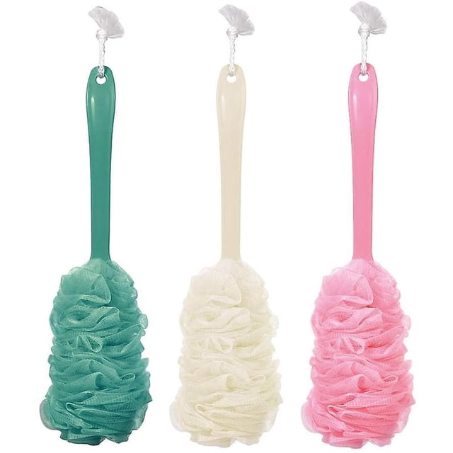 3x Brosse Corporelle, Brosse Exfoliante de Bain à Long Manche, Ensemble de Brosses Corporelles Colorées