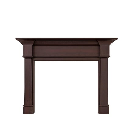 

Modern Ember Grant 48x42 Inch Wood Fireplace Mantel Surround Kit | Red Mahogany Color - Tiered Top Shelf and Cascading Legs