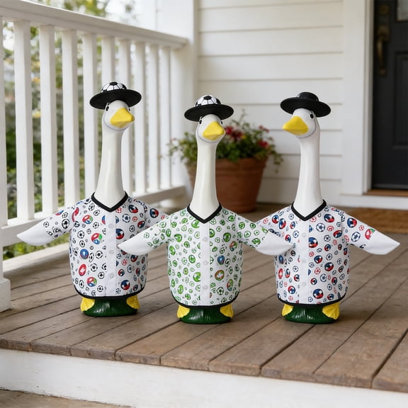 Aoznliie Porch Goose Outfit, 23 Inch Football Print Goose Clothing with Hat, Durable Outdoor Goose Clothes for Garden Decoration