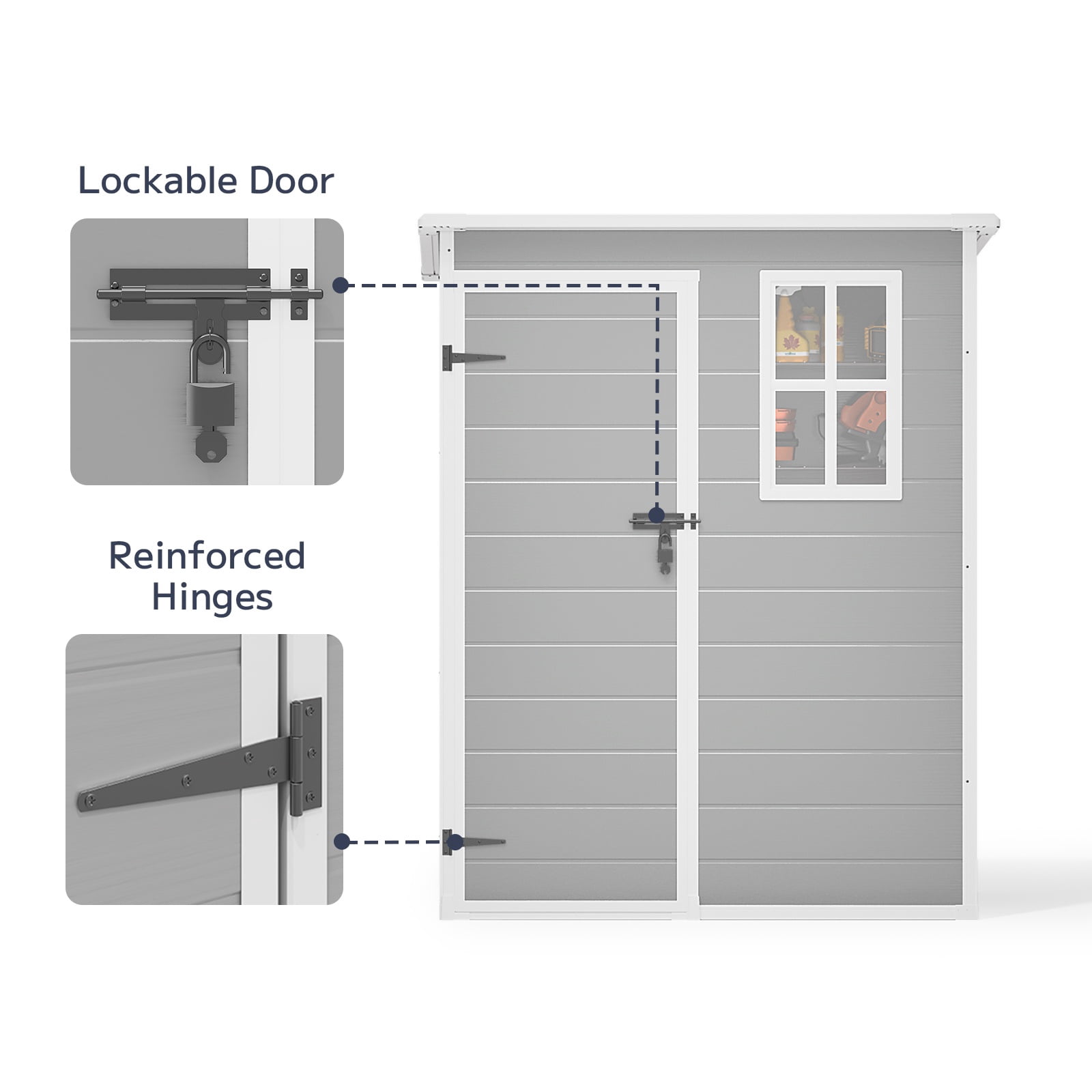 Resin Shed with Floor, Asofer 5x3 FT Outdoor Storage Shed, Plastic Garden Shed, All-Weather Colorfast, Gray