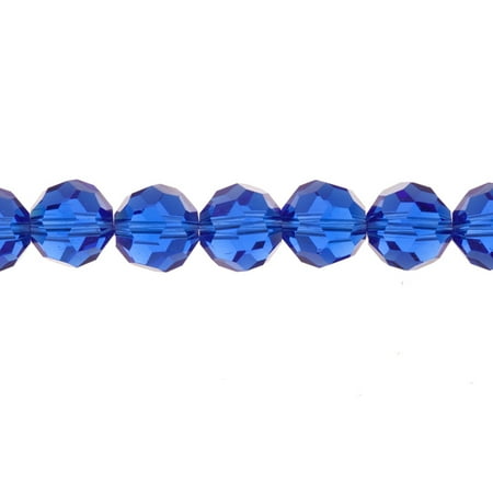 10mm Beads 16 Inch Strand - Sapphire Blue Round Crystal Beads 10mm, 32-Facet Surface Cutted, 44 Beads / string of 16 inchs