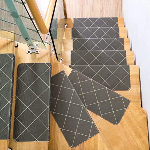 WISEHOME Pack of 5 Carpet Stair Treads, AntiSkid Stairs Rug, NonSlip Floor Step Mats, Cuttable