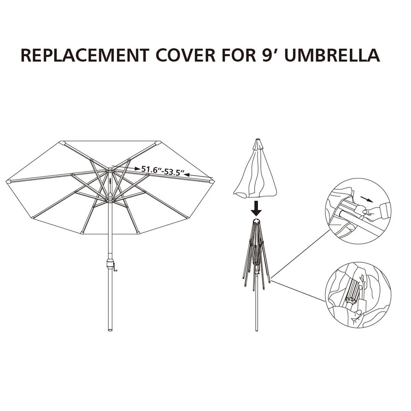 Sunrise Umbrella 8 Rib Taupe Patio Umbrella Canopy, UV Protective and Polyester