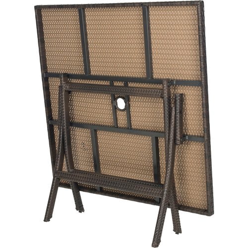 SAFAVIEH Samana Outdoor Patio Square Rattan Folding Table, Brown