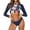 Dark Blue, variant on GEWSEY Women Two Piece Rash Guard Long Sleeve Swimsuit Crop Tankini with High Waisted Swim Bottom UPF 50+ (Dark Blue, L)