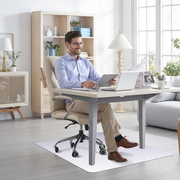 Office Chair Mat for Carpet, Computer Desk Chair Mat Strong Slip Resistant Under Desk Floor, Easy Rolling Hard Mat for Office Chair on Carpets Anti-Slip Carpet Protector Mat Clear Ship Flat