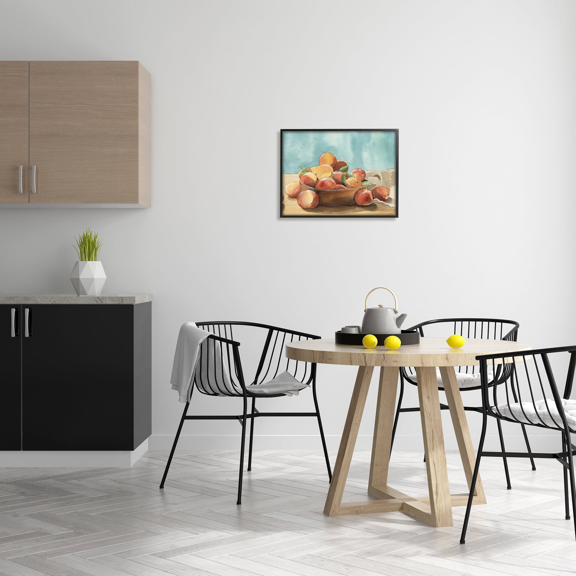 Stupell Industries Kitchen Peaches Still Life Food & Beverage Painting Black Framed Art Print Wall Art, 20 x 16