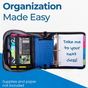 Case It King Sized Zip Tab 4 3-Ring Zipper Binders D-Ring Blue (D-186 BLU) D-186-MBLU