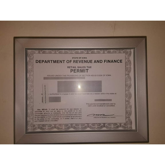 Iowa Permit frame 8.5 x 11 ( Heavy Duty - Aluminum)