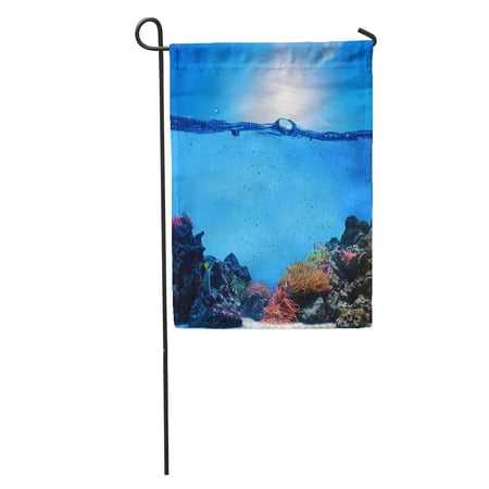 SIDONKU Underwater Scene Coral Reef Blue Sunny Sky Shining Through Clean Water Space for You to Fill Just Use Garden Flag Decorative Flag House Banner 28x40 inch