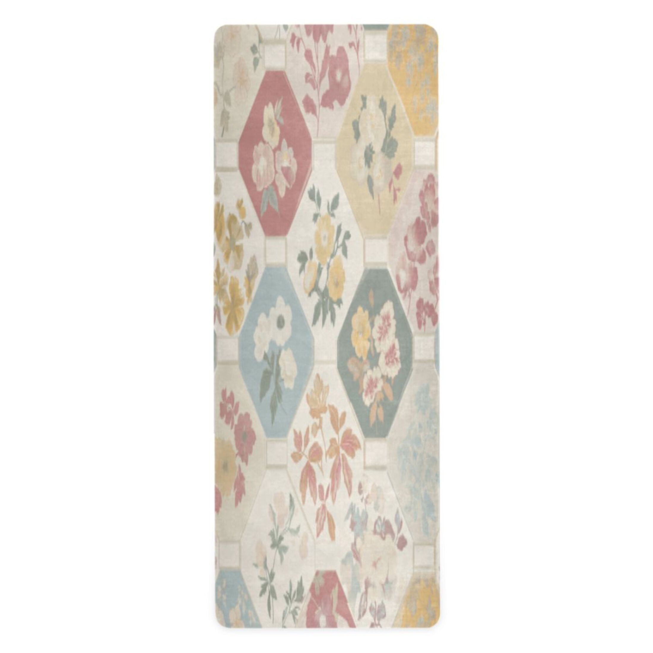 BZSMCE Yoga Mat Women Fitness Mat Vintage Floral Harmony Pattern
