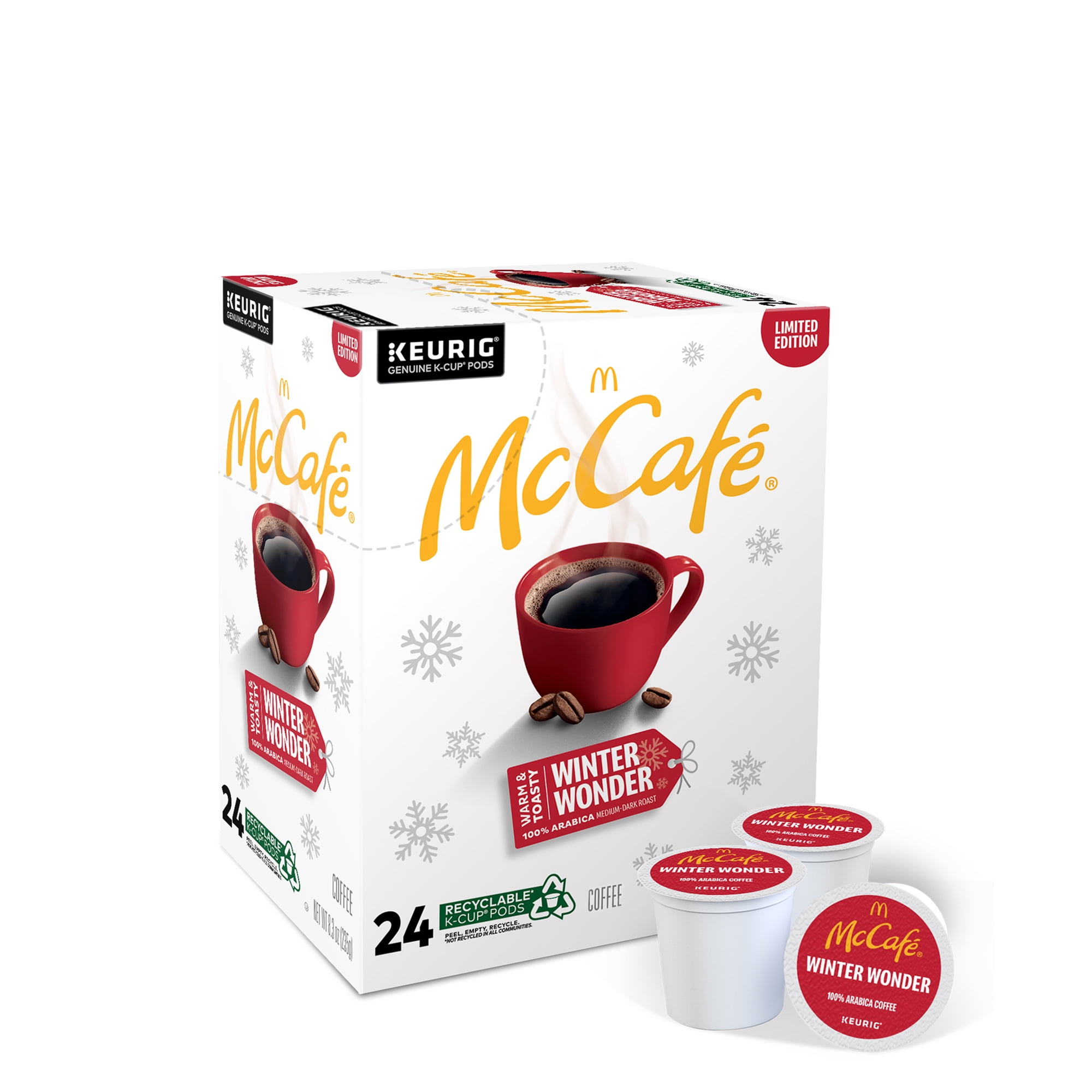 McCafe Winter Wonder KCup Coffee Pods, Medium Roast, 24 Count For