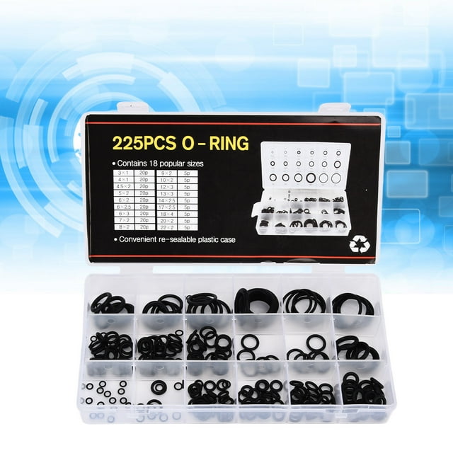 225 Pcs Kit d'Assortiment Doux et Flexible, Caoutchouc, Boîte Refermable Labellisée, Boîte de Contrôle d'Alimentation, Rondelle de Joint d'Étanchéité, Douille de Cordon d'Alimentation