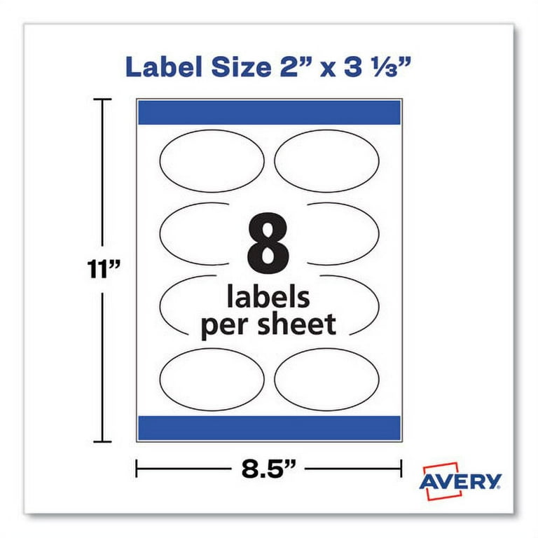 Oval Labels w/ Sure Feed and Easy Peel, 2 x 3.33, Glossy White, 80/Pack