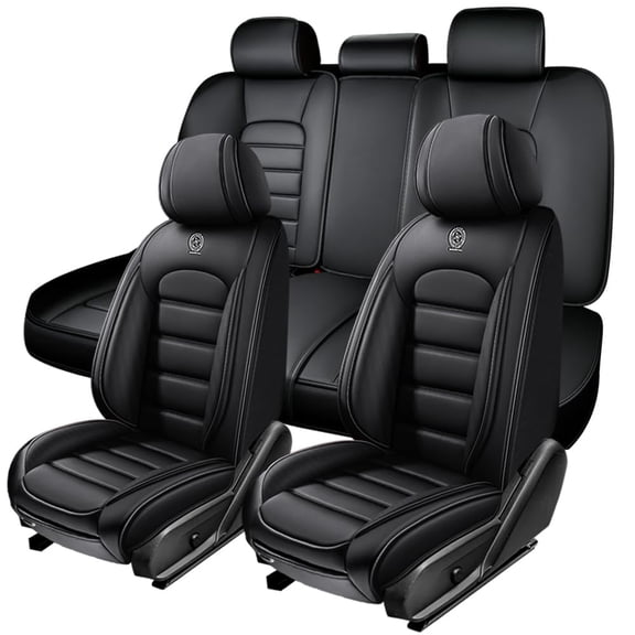 Leather Seat Covers Fit for Toyota 96% Models,Car Seat Covers Full Set,Waterproof Car Seat Cushions with Airbag(Standard-Black)