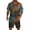 Brown, variant on Mens Short Sleeve Outfits 2 Piece Summer Beach Retro Pattern Button Down Shirts and Shorts Set Tracksuit with Pockets