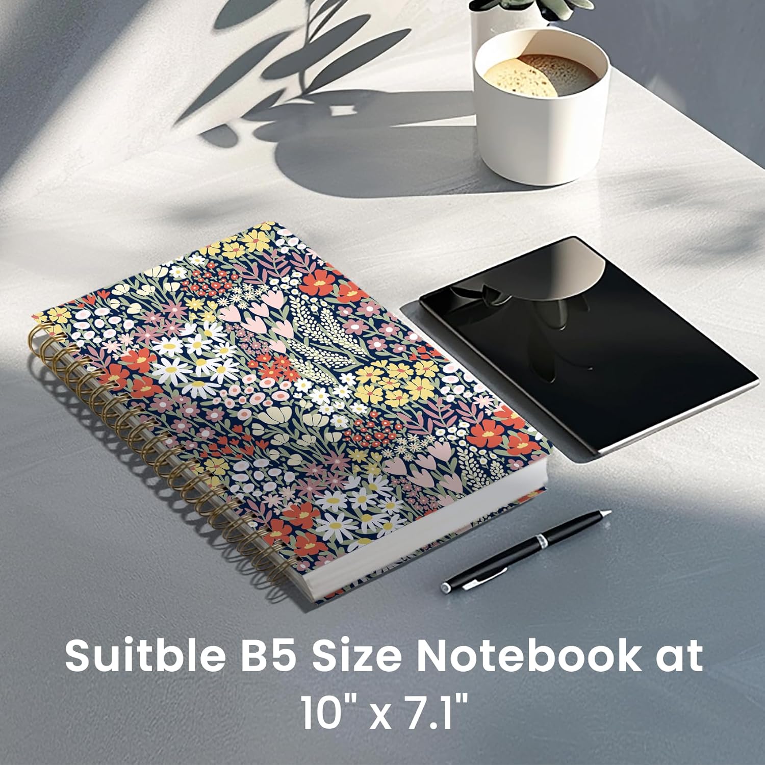AP Lined Spiral Notebook Journal for Work,300 Pages Thick B5 (7.1"x10") College Ruled Journal for Women & Writing, Hardcover Notebook for Note Taking,Perfect for Office Home School,Spring Meadow