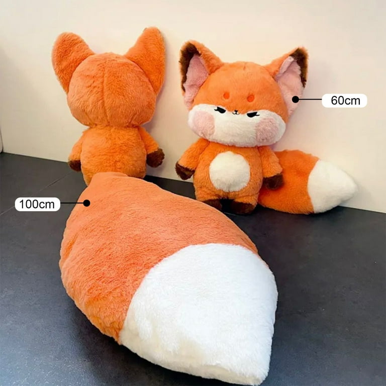 Orange fox girl, wool plush doll, handmade fabric fox toy