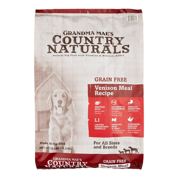 Grandma Mae's Country Naturals GrainFree Venison Recipe Dry Dog Food, 25 Lb