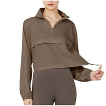 Sevevn Half Zip Pullover Cropped Jackets for Women Long Sleeve Workout Athletic Running Yoga Shirts
