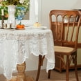 thumbnail image 5 of Mouliraty Lace Tablecloth, French Dining Table Coffee Table Cover Towel Lace Hollow Table Cloth Rectangular Decorative Round Table, White, 5 of 6